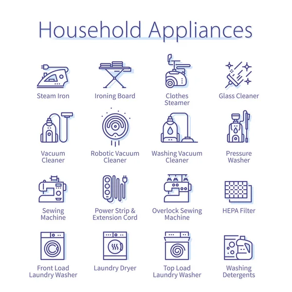 Household appliances icon set. Home laundry, dryer Royalty Free Stock Illustrations