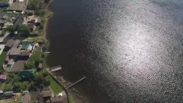 Embankment Yeniden Inşasının Havadan Görüntüsü Yakınlarda Eski Bir Fabrika Bir — Stok video