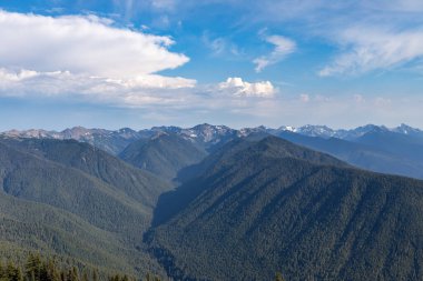 Uzağa uzanan bir dağ sırasına dikkat edin.