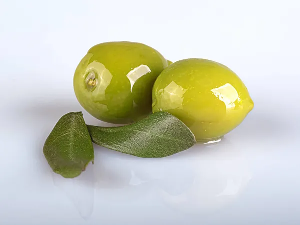 Gran Olivo Verde Hermoso Con Hojas Olivo Aislado Sobre Fondo — Foto de Stock
