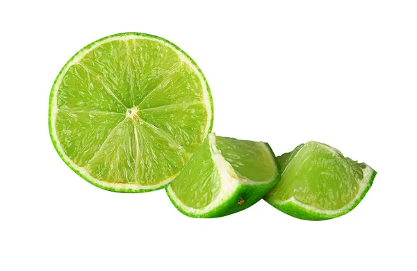 Triangular Lime Slices Isolated White Background — Stock Photo, Image
