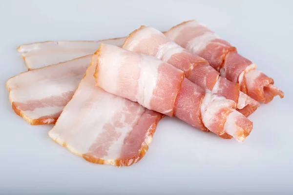 Pancetta Isolata Fondo Bianco — Foto Stock