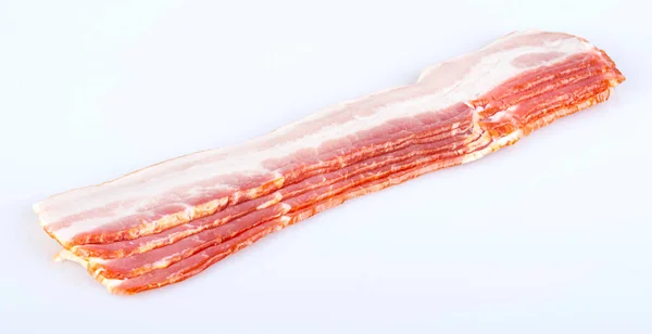 Slices Raw Bacon Isolated White Background — Foto Stock