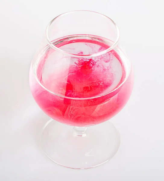 Gotas Pintura Rosa Vaso Agua — Foto de Stock