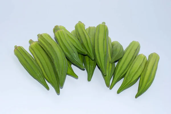 Fresh Okra Lady Finger Isolated White Background — Stock Photo, Image