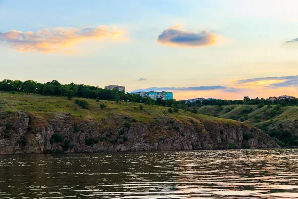 Widok Rzekę Dniepr Zaporożu Ukraina — Zdjęcie stockowe