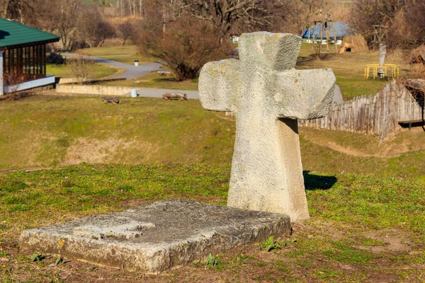 Antiguas Cruces Lápidas Siglos Xvii Xviii Famosa Iglesia Histórica San — Foto de Stock