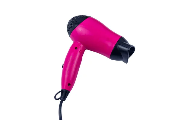 白い背景に隔離されたピンクのヘアドライヤー — ストック写真
