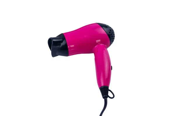 白い背景に隔離されたピンクのヘアドライヤー — ストック写真