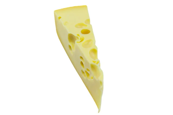 Stück Schweizer Käse Isoliert Auf Weißem Hintergrund — Stockfoto