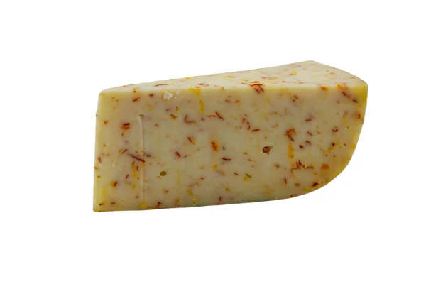 Pezzo Formaggio Con Peperoncino Isolato Fondo Bianco — Foto Stock