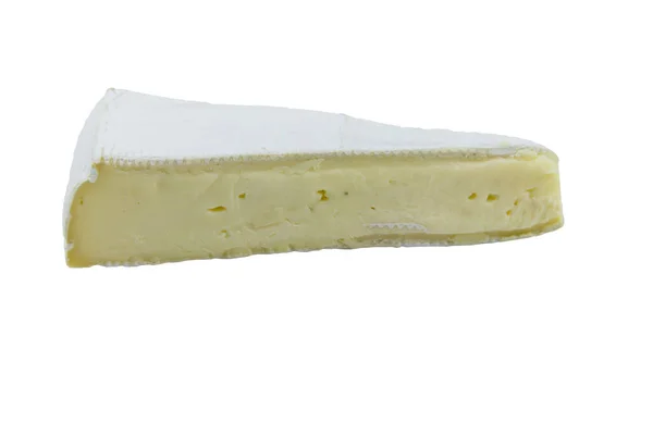 Кусок Сыра Бри Изолирован Белом Фоне — стоковое фото