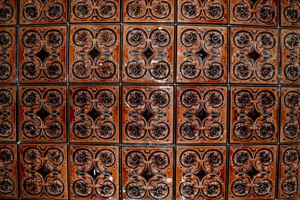 Старая Старинная Керамическая Плитка Декоративных Печей Стен Пола Фон Текстура — стоковое фото