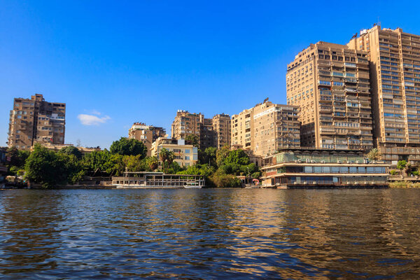 View of the Cairo city and Nile river in Egypt