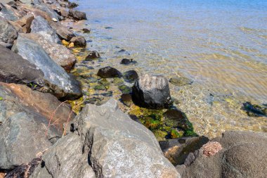 Bulgaristan 'da Karadeniz' in taşlı kıyıları