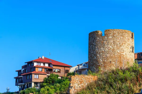 Oude Ruïnes Van Oude Windmolen Het Oude Centrum Van Nessebar — Stockfoto