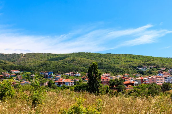 Vista Cidade Sveti Vlas Das Montanhas Dos Balcãs Bulgária — Fotografia de Stock