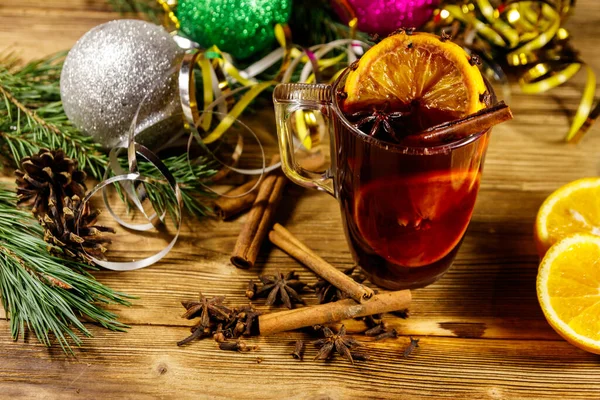Christmas Mulled Wine Spices Christmas Decoration Wooden Table — Stock Photo, Image