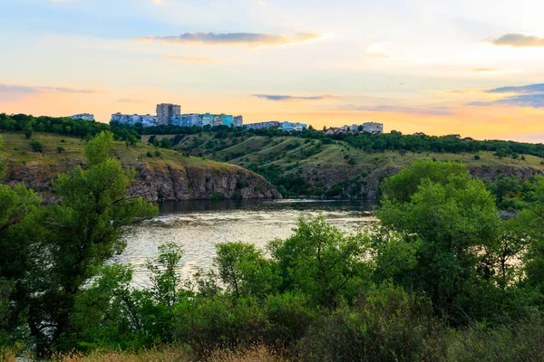 Άποψη Του Ποταμού Δνείπερου Στη Ζαπορίζια Ουκρανία — Φωτογραφία Αρχείου
