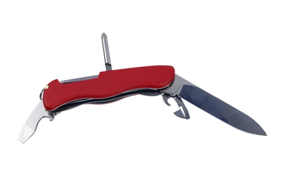 Красный Цели Карманный Нож Изолирован Белом Фоне — стоковое фото