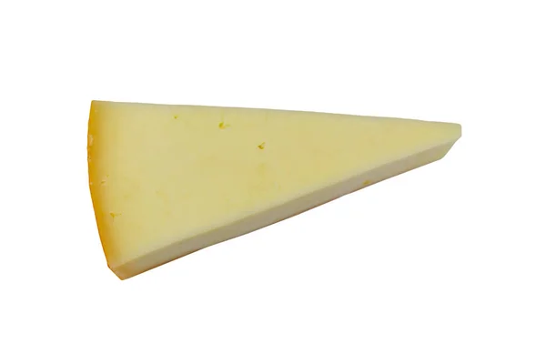 一片乳酪在白色背景上被分离出来 顶部视图 — 图库照片