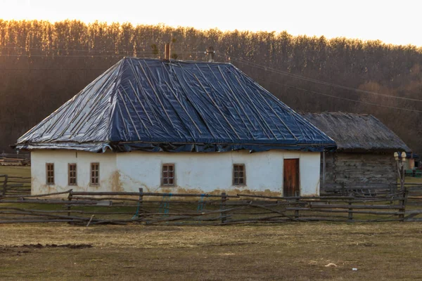 Alte Traditionelle Ukrainische Ländliche Lehmhaus Authentischen Kosakenfarm Stetsivka Dorf Tscherkasy — Stockfoto