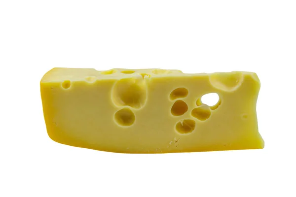 Morceau Fromage Suisse Isolé Sur Fond Blanc — Photo