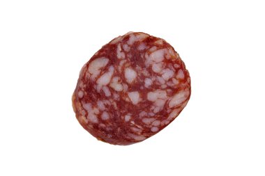 Dilim salam sosis beyaz arka plan üzerinde izole