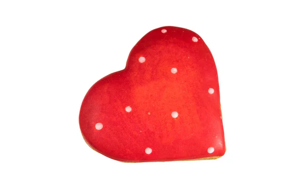 Galleta Jengibre Forma Corazón Aislada Sobre Fondo Blanco — Foto de Stock