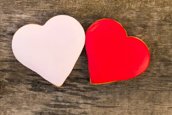 Galletas Forma Corazón Para Día San Valentín Mesa Madera Rústica — Foto de Stock