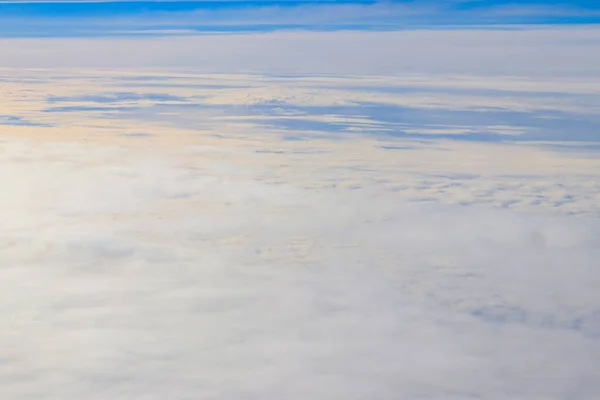 Beaux Nuages Blancs Dans Ciel Bleu Vue Avion — Photo