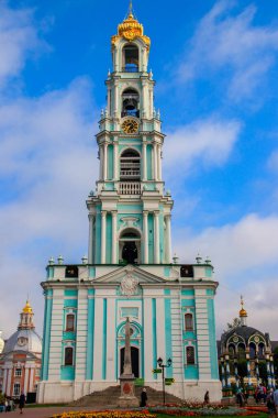 Sergiev Posad, Russia - August 15, 2019: Bell tower of Trinity Lavra of St. Sergius in Sergiev Posad, Russia