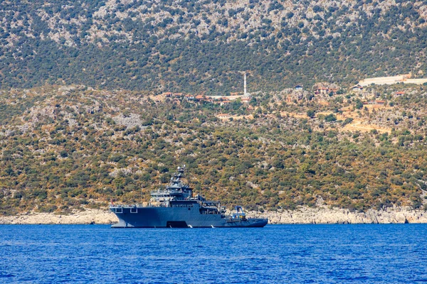 土耳其海军军舰在地中海航行 保护土耳其的水界 — 图库照片