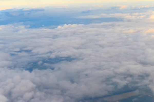 Beautiful White Clouds Blue Sky View Airplane — Stock Photo, Image