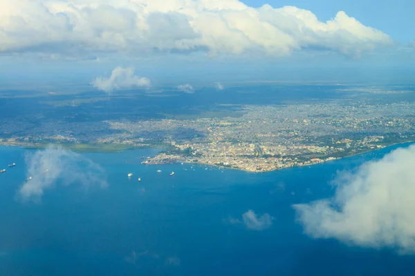 Vista Aérea Ilha Tropical Zanzibar Oceano Índico Tanzânia África Oriental — Fotografia de Stock