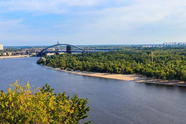 Vue Sur Fleuve Dniepr Paysage Urbain Kiev Ukraine — Photo