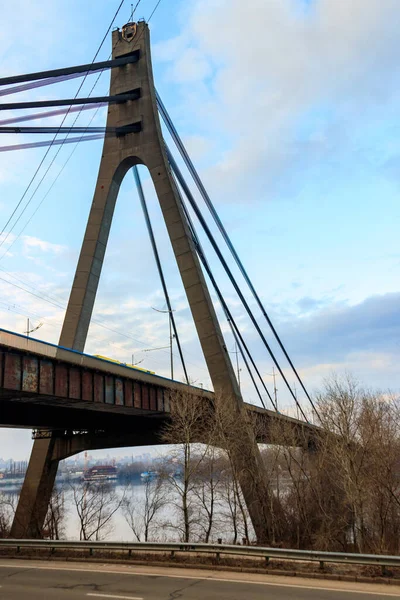 Pont Nord Pont Moscou Traversant Fleuve Dniepr Kiev Ukraine — Photo