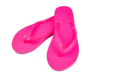 Beyaz arkaplanda izole edilmiş pembe parmak arası terlikler