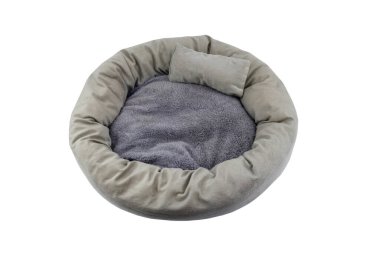 Beyaz arka planda izole edilmiş rahat evcil hayvan yatağı