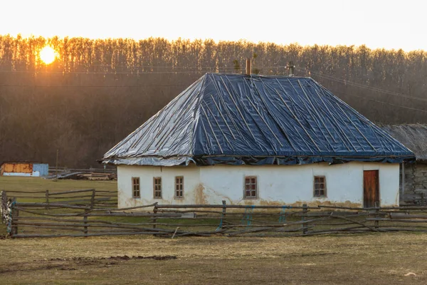 Alte Traditionelle Ukrainische Ländliche Lehmhaus Authentischen Kosakenfarm Stetsivka Dorf Tscherkasy — Stockfoto