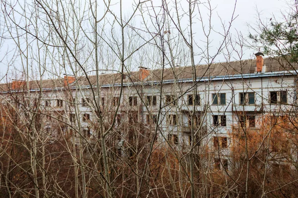 Velha Casa Abandonada Cidade Fantasma Pripyat Zona Exclusão Chernobyl Ucrânia — Fotografia de Stock