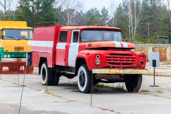 Altes Feuerwehrfahrzeug Das Der Beseitigung Des Unfalls Tschernobyl Ukraine Beteiligt — Stockfoto