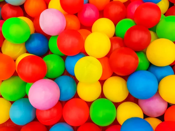 Arrière Plan Nombreuses Boules Colorées Plastique Dans Une Piscine Balles — Photo