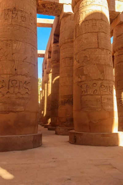 Velký Sál Hypostylu Chrámovém Komplexu Karnaku Luxoru Egypt — Stock fotografie