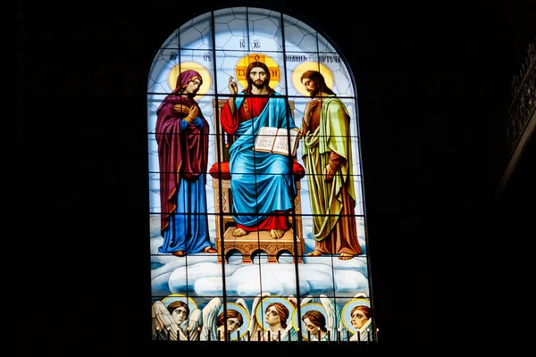 Witraże Przedstawiające Jezusa Maryję Dziewicę Jana Chrzciciela — Zdjęcie stockowe