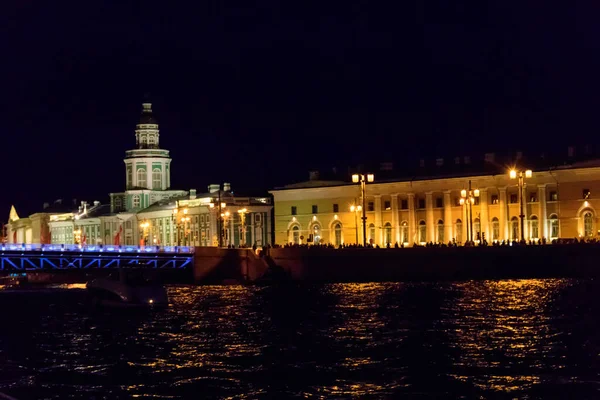 Vista Noturna Rio Neva São Petersburgo Rússia — Fotografia de Stock