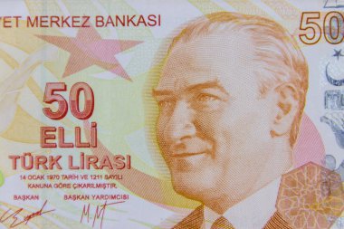 50 liralık Türk banknotunun makro çekimi.