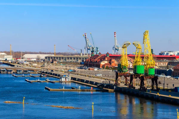 Alte Kräne Auf Dem Stadtboulevard Stettin Polen — Stockfoto