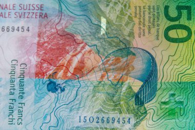 50 İsviçre frankının makro çekimi.