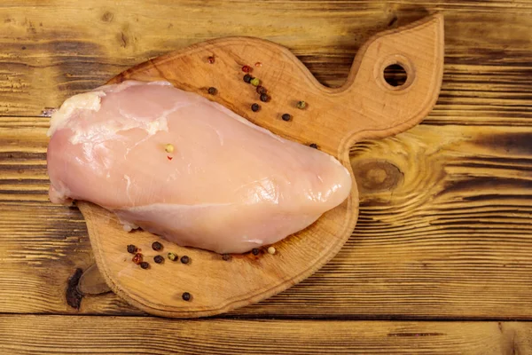 Raw Chicken Breast Cutting Board Wooden Table — Stock Photo, Image